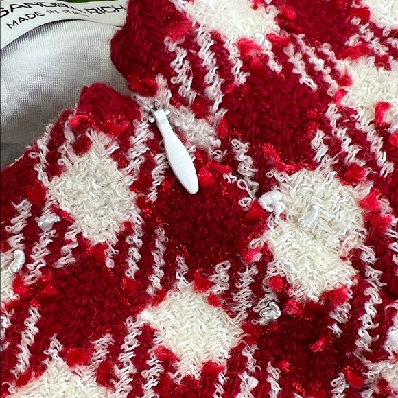 Alessandra Rich Plaid Tweed Red White Checked Mini Skirt Medium - Picture 8 of 11